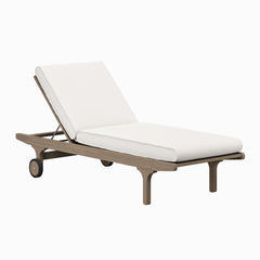 Saratoga Weathered Gray/White Outdoor Patio Teak Chaise Lounge Chair - Ornate Home