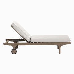 Saratoga Weathered Gray/White Outdoor Patio Teak Chaise Lounge Chair - Ornate Home