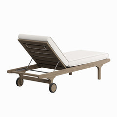 Saratoga Weathered Gray/White Outdoor Patio Teak Chaise Lounge Chair - Ornate Home