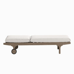 Saratoga Weathered Gray/White Outdoor Patio Teak Chaise Lounge Chair - Ornate Home