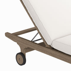 Saratoga Weathered Gray/White Outdoor Patio Teak Chaise Lounge Chair - Ornate Home