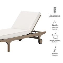 Saratoga Weathered Gray/White Outdoor Patio Teak Chaise Lounge Chair - Ornate Home