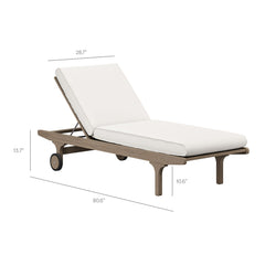 Saratoga Weathered Gray/White Outdoor Patio Teak Chaise Lounge Chair - Ornate Home