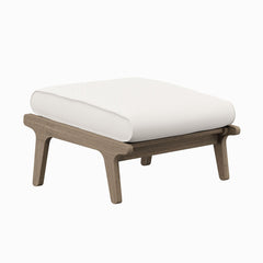 Saratoga Weathered Gray/White Outdoor Patio Teak Ottoman - Ornate Home