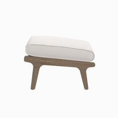 Saratoga Weathered Gray/White Outdoor Patio Teak Ottoman - Ornate Home
