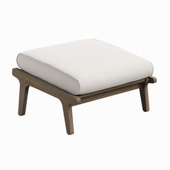 Saratoga Weathered Gray/White Outdoor Patio Teak Ottoman - Ornate Home