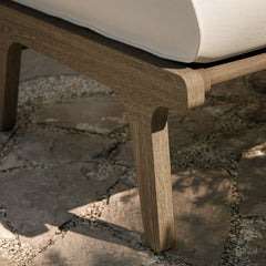 Saratoga Weathered Gray/White Outdoor Patio Teak Ottoman - Ornate Home