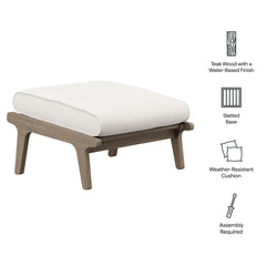 Saratoga Weathered Gray/White Outdoor Patio Teak Ottoman - Ornate Home