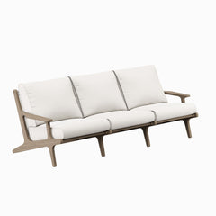 Saratoga Weathered Gray/White Outdoor Patio Teak Sofa - Ornate Home