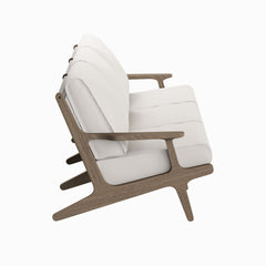 Saratoga Weathered Gray/White Outdoor Patio Teak Sofa - Ornate Home