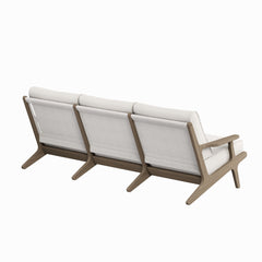 Saratoga Weathered Gray/White Outdoor Patio Teak Sofa - Ornate Home