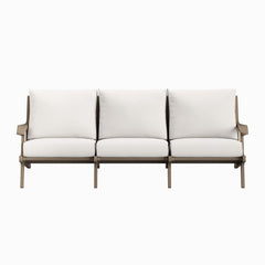 Saratoga Weathered Gray/White Outdoor Patio Teak Sofa - Ornate Home