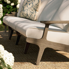 Saratoga Weathered Gray/White Outdoor Patio Teak Sofa - Ornate Home