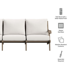 Saratoga Weathered Gray/White Outdoor Patio Teak Sofa - Ornate Home
