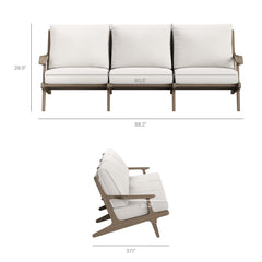 Saratoga Weathered Gray/White Outdoor Patio Teak Sofa - Ornate Home