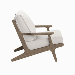 Saratoga Weathered Gray/White Outdoor Patio Teak Wood Armchair - Ornate Home