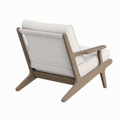 Saratoga Weathered Gray/White Outdoor Patio Teak Wood Armchair - Ornate Home