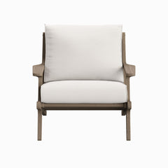 Saratoga Weathered Gray/White Outdoor Patio Teak Wood Armchair - Ornate Home