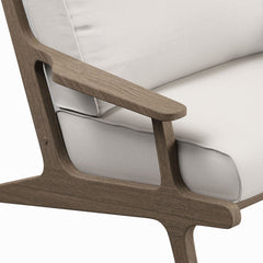 Saratoga Weathered Gray/White Outdoor Patio Teak Wood Armchair - Ornate Home