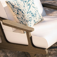 Saratoga Weathered Gray/White Outdoor Patio Teak Wood Armchair - Ornate Home