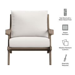 Saratoga Weathered Gray/White Outdoor Patio Teak Wood Armchair - Ornate Home