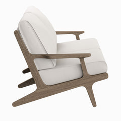 Saratoga Weathered Gray/White Outdoor Patio Teak Wood Loveseat - Ornate Home