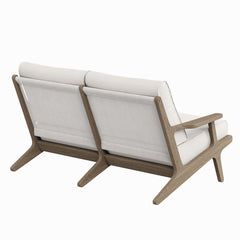 Saratoga Weathered Gray/White Outdoor Patio Teak Wood Loveseat - Ornate Home