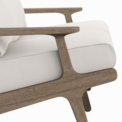 Saratoga Weathered Gray/White Outdoor Patio Teak Wood Loveseat - Ornate Home