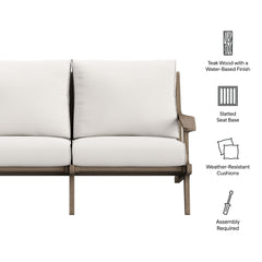 Saratoga Weathered Gray/White Outdoor Patio Teak Wood Loveseat - Ornate Home