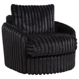 Sarco Black Corduroy Upholstered Swivel Accent Arm Chair - Ornate Home