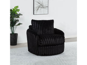 Sarco Black Corduroy Upholstered Swivel Accent Arm Chair - Ornate Home