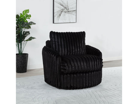 Sarco Black Corduroy Upholstered Swivel Accent Arm Chair - Ornate Home