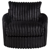 Sarco Black Corduroy Upholstered Swivel Accent Arm Chair - Ornate Home