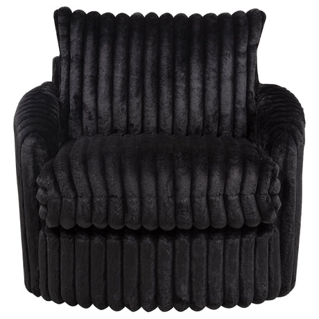 Sarco Black Corduroy Upholstered Swivel Accent Arm Chair - Ornate Home