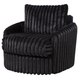 Sarco Black Corduroy Upholstered Swivel Accent Arm Chair - Ornate Home