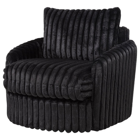 Sarco Black Corduroy Upholstered Swivel Accent Arm Chair - Ornate Home