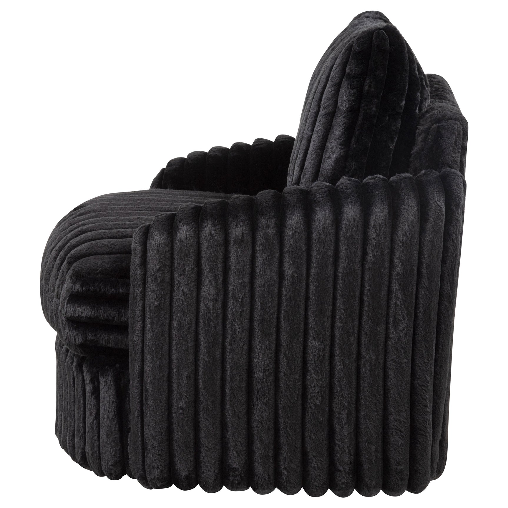 Sarco Black Corduroy Upholstered Swivel Accent Arm Chair - Ornate Home