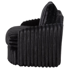 Sarco Black Corduroy Upholstered Swivel Accent Arm Chair - Ornate Home