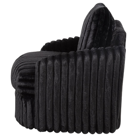 Sarco Black Corduroy Upholstered Swivel Accent Arm Chair - Ornate Home