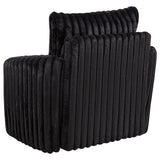 Sarco Black Corduroy Upholstered Swivel Accent Arm Chair - Ornate Home