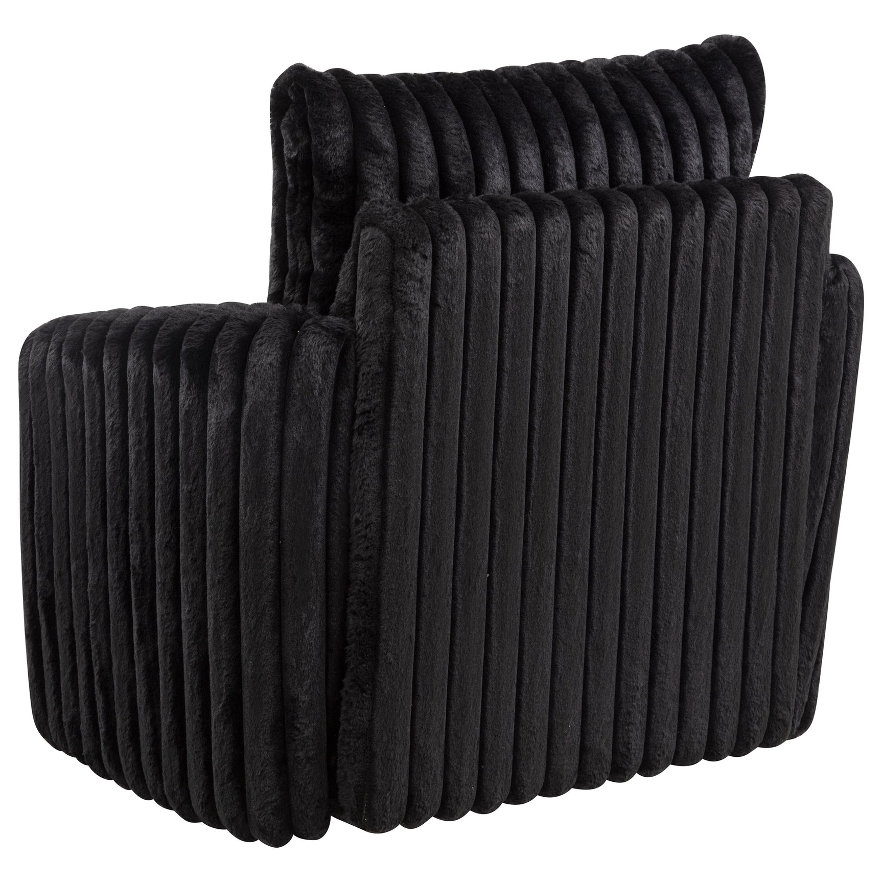 Sarco Black Corduroy Upholstered Swivel Accent Arm Chair - Ornate Home