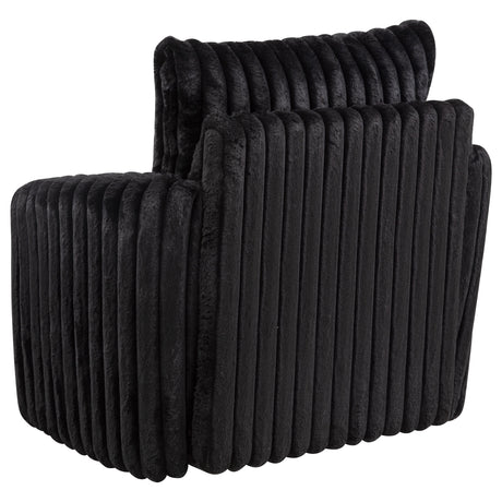 Sarco Black Corduroy Upholstered Swivel Accent Arm Chair - Ornate Home