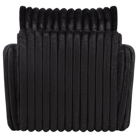 Sarco Black Corduroy Upholstered Swivel Accent Arm Chair - Ornate Home