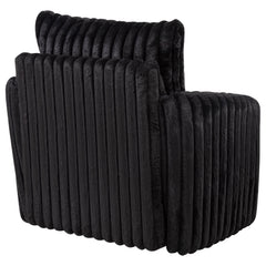 Sarco Black Corduroy Upholstered Swivel Accent Arm Chair - Ornate Home