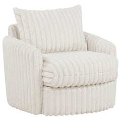 Sarco Ivory Corduroy Upholstered Swivel Accent Arm Chair - Ornate Home
