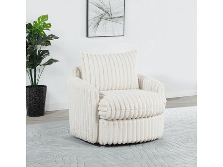 Sarco Ivory Corduroy Upholstered Swivel Accent Arm Chair - Ornate Home