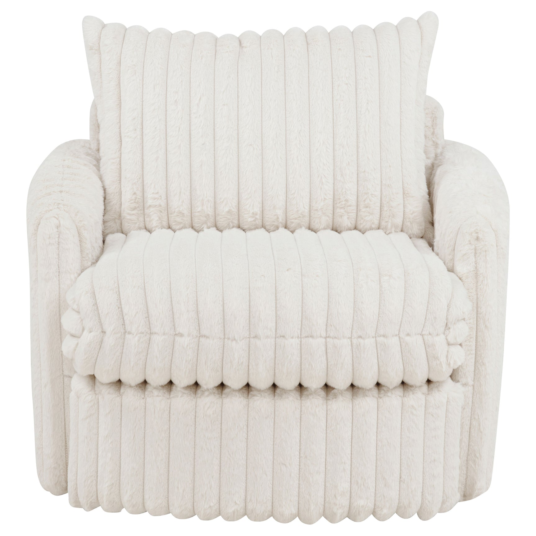 Sarco Ivory Corduroy Upholstered Swivel Accent Arm Chair - Ornate Home