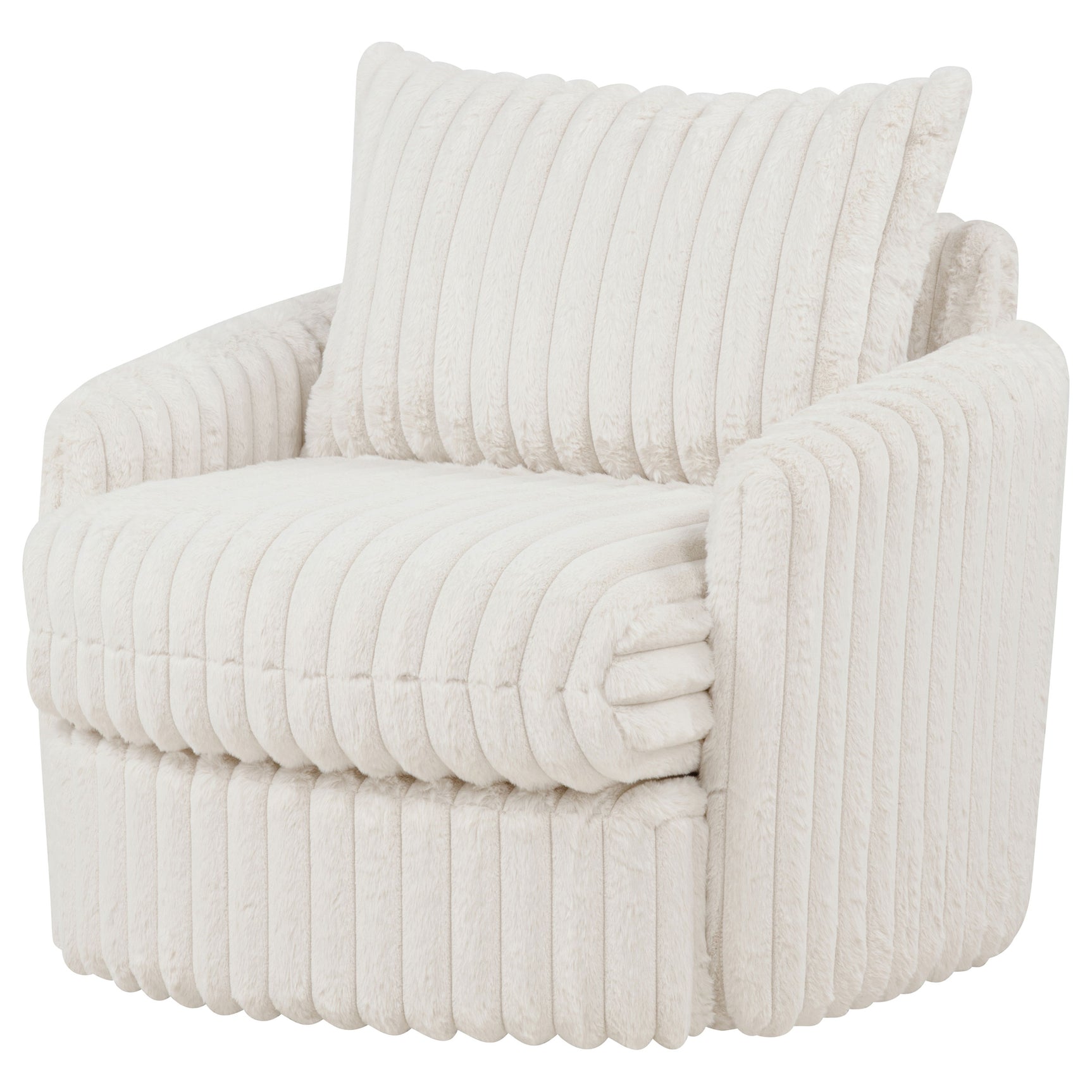 Sarco Ivory Corduroy Upholstered Swivel Accent Arm Chair - Ornate Home