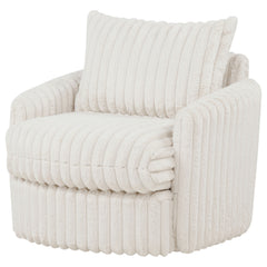Sarco Ivory Corduroy Upholstered Swivel Accent Arm Chair - Ornate Home