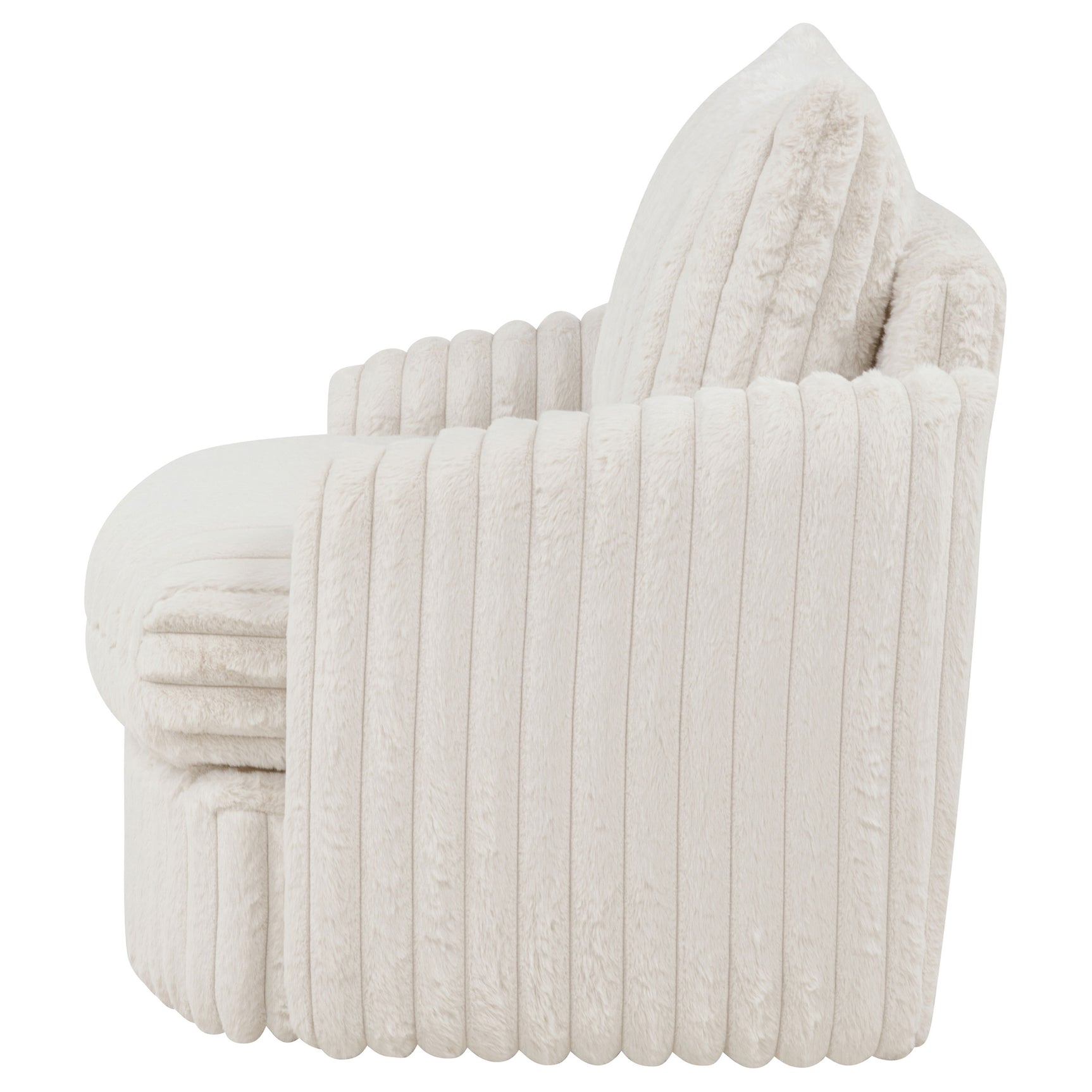 Sarco Ivory Corduroy Upholstered Swivel Accent Arm Chair - Ornate Home